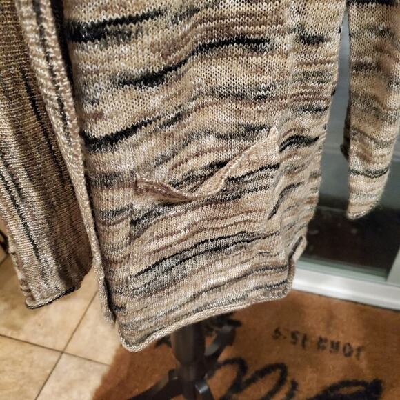 White Stag Neutral Marled Cozy Tan and Brown Duster Cardigan Sweater Size XL - Picture 3 of 11